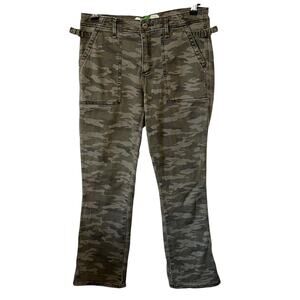 by Anthropologie Camo Pants Women's Size 27 Green Utility Pant Mid Rise Stretch